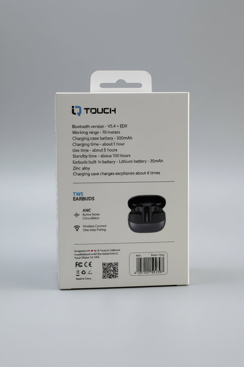 IQTOUCH Noir WIRELESS EARBUDS
Aluminum Alloy for Enhanced Durability ANC
Active Noise Cancellation