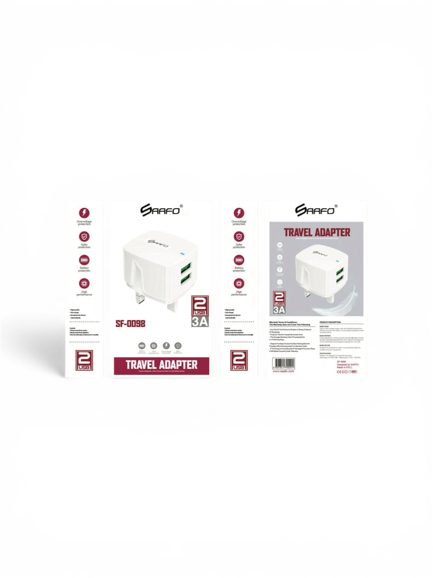 SF 0098
SAAFO 3A 2USB TRAVEL ADAPTER