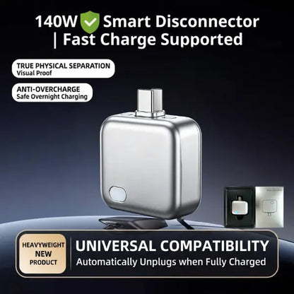 Smart Auto Stop Charging Adapter, 140W Auto Cut-Off Charger Protector, Fully Charged Separator, Battery Care Power Splitter for Smartphone, Tablet, Laptop