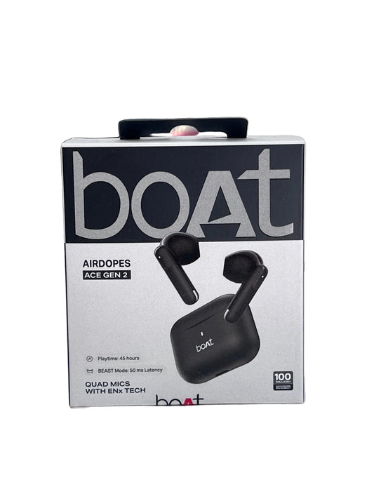Airdopes Ace Gen 2, 13mm Drivers,ENx,45H Battery,
ASAP Charge TWS Earbuds Shadow Black