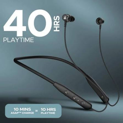 boAt Rockerz 110 Wireless Neckband with Up to 40 hrs Playtime, Dual Device Pairing, ENx Tech, BEAST Mode, ASAP Charging, BTv5.3,IPX5,Type-C Interface & Magnetic Power Buds(Active Black)