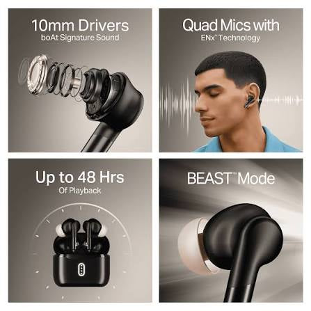 Boat Airdopes 141 Gen 2, 4 Mics ENx Tech,
48 Hrs Playback, Free Music Streaming, Fast Charge, Low Latency, IPX4, v5.4
Bluetooth Earbuds, TWS Ear Buds
Wireless Earphones with mic (Active
Black)