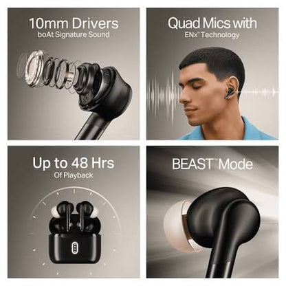 Boat Airdopes 141 Gen 2, 4 Mics ENx Tech,
48 Hrs Playback, Free Music Streaming, Fast Charge, Low Latency, IPX4, v5.4
Bluetooth Earbuds, TWS Ear Buds
Wireless Earphones with mic (Active
Black)