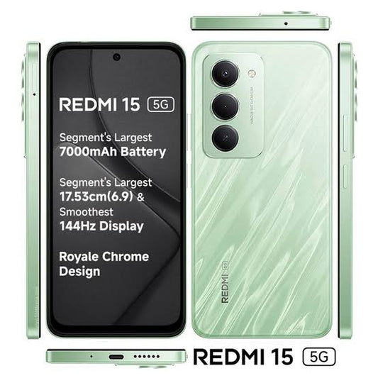 Redmi 15 5G is a budget-friendly 5G smartphone designed for users who want long battery life, smooth performance, and a large display.