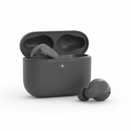 Bluetooth wireless earbuds with clear sound and long battery life.
