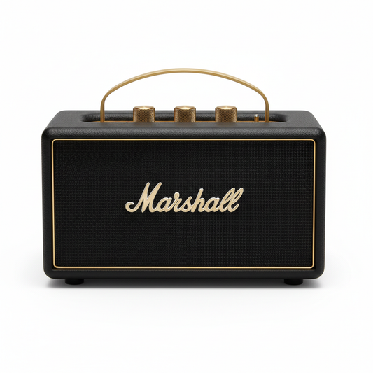 Iconic Marshall Bluetooth speaker with powerful sound and classic design.